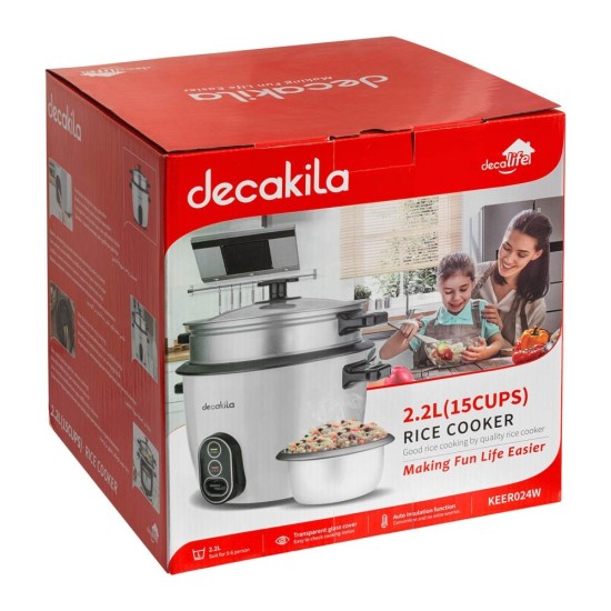 Уред за приготвяне на ориз и зеленчуци DECAKILA, 900 W, 2.2 L